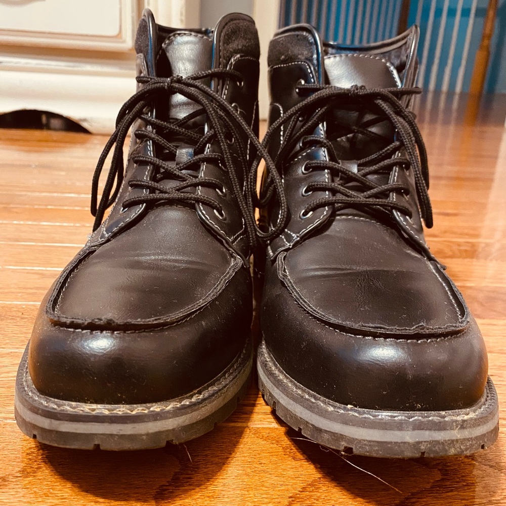 Brand Carbon | Size 10 | Black Leather High-Top Combat Boots |